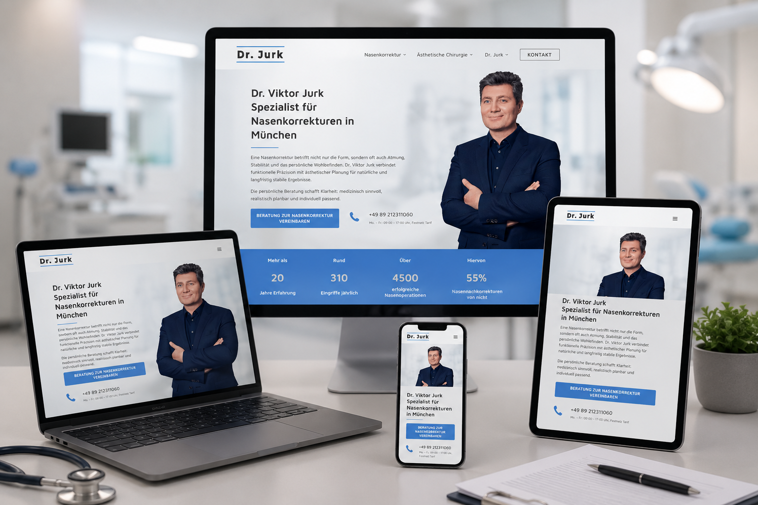 Webdesign Dr. Viktor Jurk, Facharzt für HNO und Plastische-Ästhetische Chirurgie